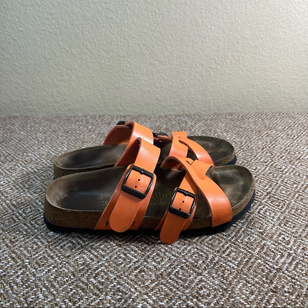 BIRKENSTOCK BIRKIS NEPAL SANDALS ORANGE Criss Cross Straps Sz 36 Casual Comfy